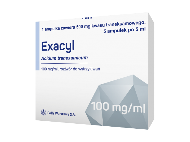 Exacyl rozt do wstrz dożylnych 100 mg ml 5 x 5 ml Polpharma