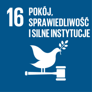 Zrównoważony Rozwój (SDGs) ikona Pokój, sprawiedliwość i silne instytucje