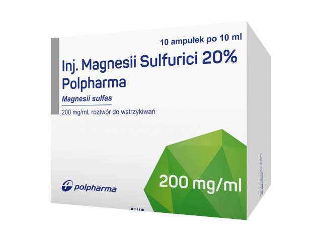 Inj. Magnesii Sulfurici 20% Polpharma roztwór do wstrzyk. 200mg/ ml 10 ...