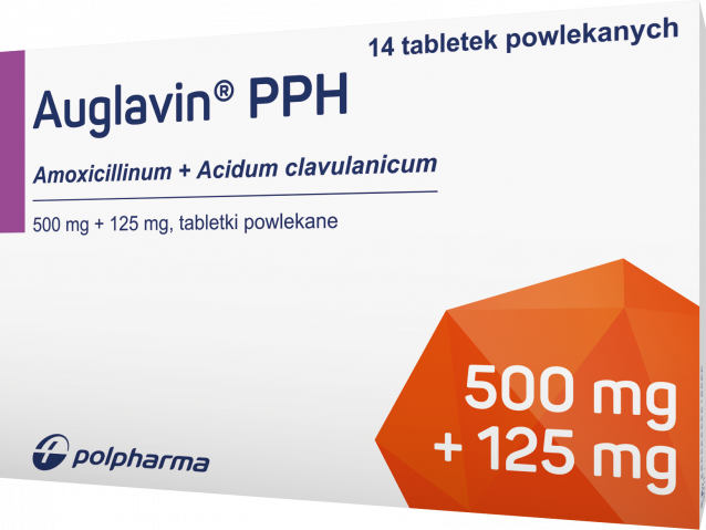 Auglavin PPH (500 mg+125 mg) x 14 tabl. powl.