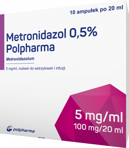 Metronidazol 0,5% Polpharma roztwór do wstrzyk. 5mg/ ml 10 amp. po 20 ml