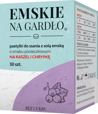 Emskie na gardło pastylki do ssania z solą emską o smaku porzeczkowym 30 tabl.