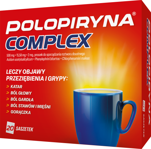 Polopiryna Complex proszek do sporz. rozt. doust. (500mg + 2 mg + 15,58 mg) x 20 sasz.
